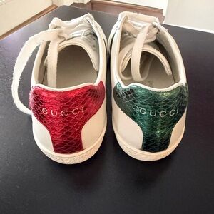 Gucci White Sneakers with Red and Green Details